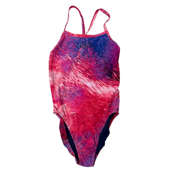 Nike USA Olympic Team Swimsuit One Piece Womens Red Blue Tie Dye Size 38/ WMS 12 - Picture 5 of 8